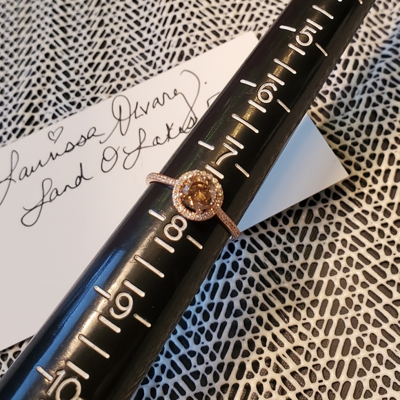 Chocolate and White Diamond Rose Gold Halo Ring - Picture 4 of 8